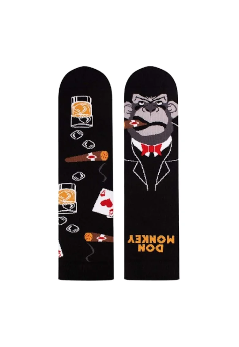 Sosete bumbac Arty Socks Don Maimuta Negru, Negru