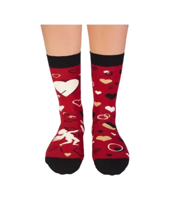 Sosete bumbac organic cu inimioare Colour Cotton Amore Rosu, Rosu