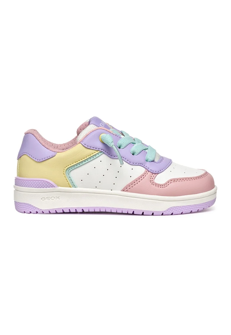 Pantofi sport din piele ecologica Washiba, Lila/Alb murdar/Roz prafuit