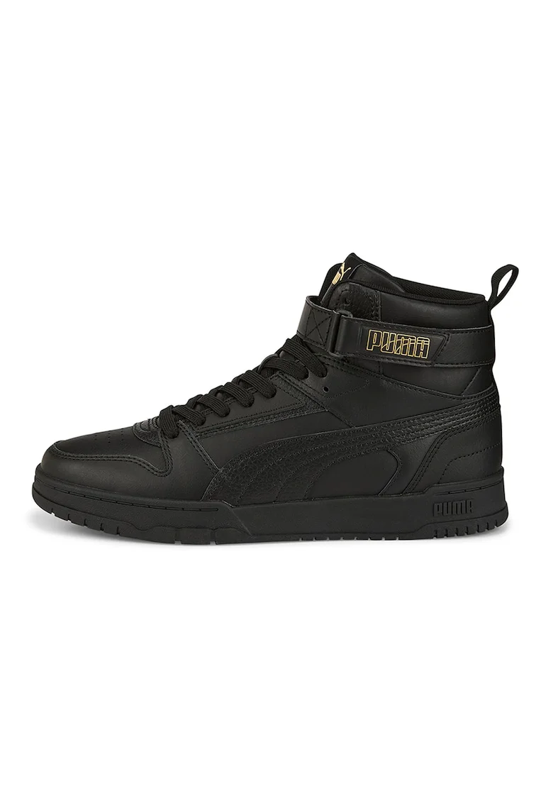 Pantofi sport high-top unisex cu insertii din piele RBD Game, Auriu/Negru stins