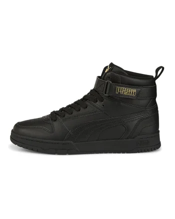 Pantofi sport high-top unisex cu insertii din piele RBD Game, Auriu/Negru stins