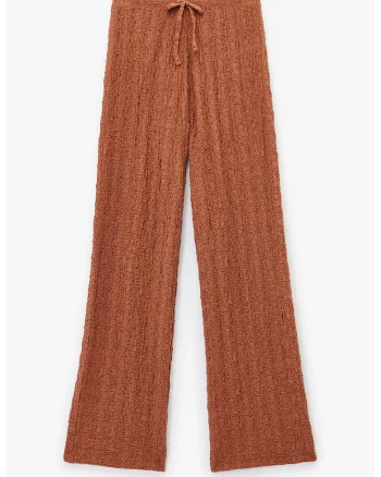 Pantaloni texturati cu snur, Maro scortisoara