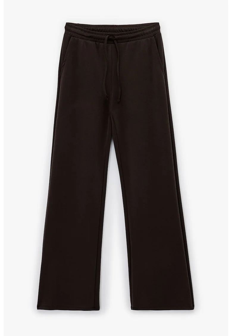 Pantaloni de trening din amestec de lyocell cu snururi, Maro inchis