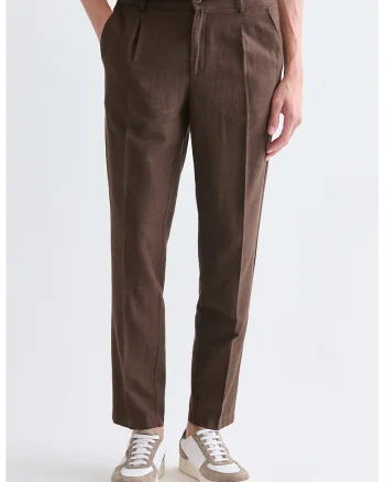 Pantaloni conici cu pensa, Maro inchis
