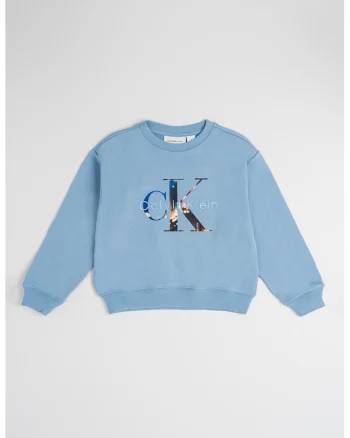 Bluza de trening cu imprimeu logo, Albastru prafuit