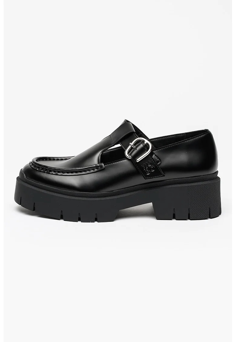 Pantofi de piele ecologica cu bareta in T Kris, Negru