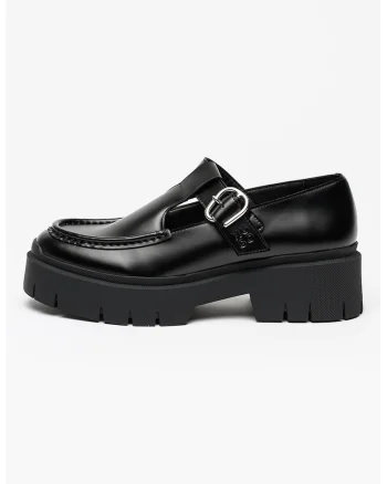 Pantofi de piele ecologica cu bareta in T Kris, Negru