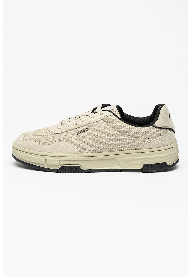 Pantofi sport din material textil cu garnituri de piele intoarsa ecologica Yarrow, Bej deschis