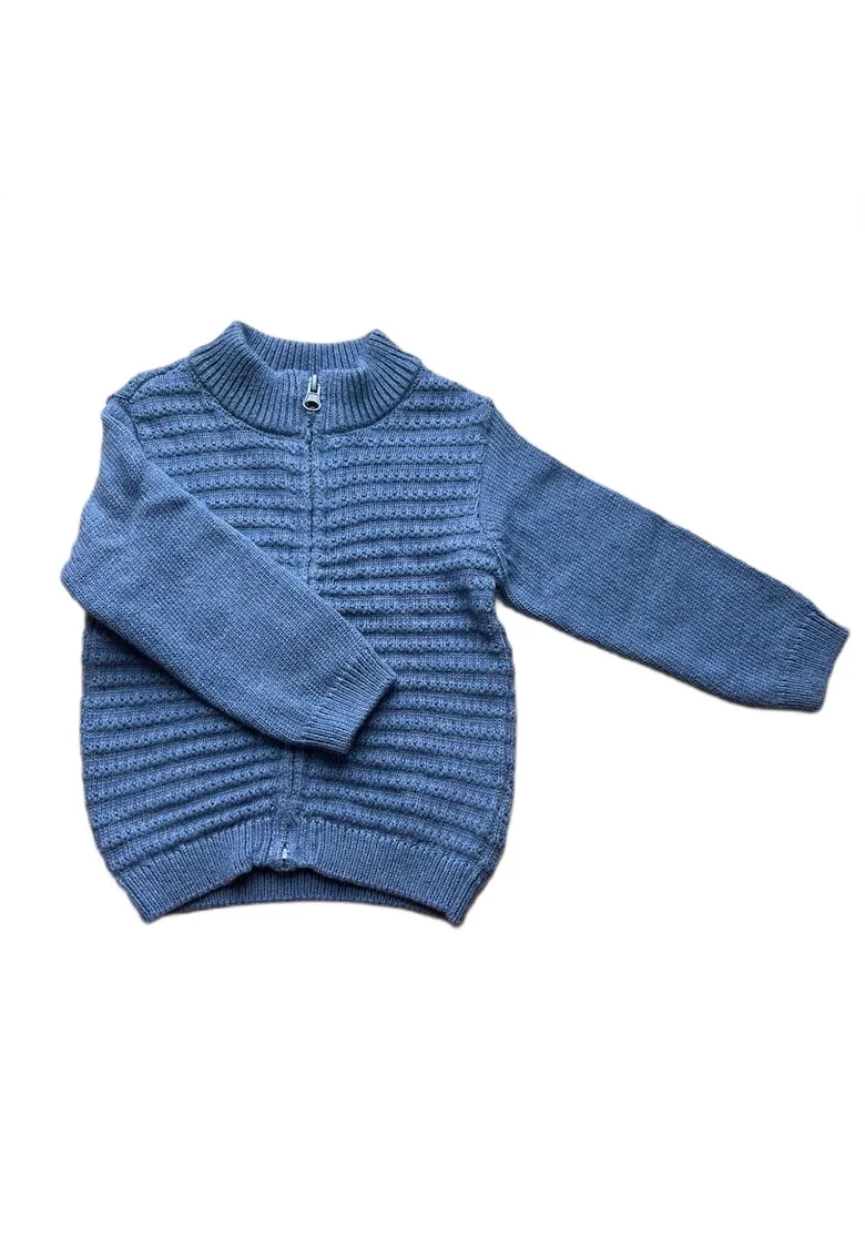 Pulover copii  cardigan albastru, 100% bumbac, fermoar, stil elegant,