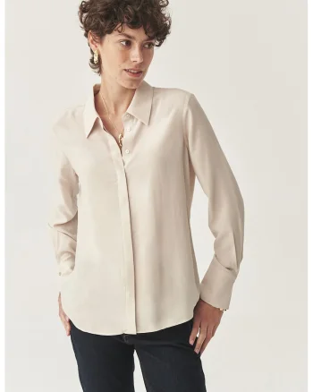 Camasa regular-fit cu model uni, Alb murdar
