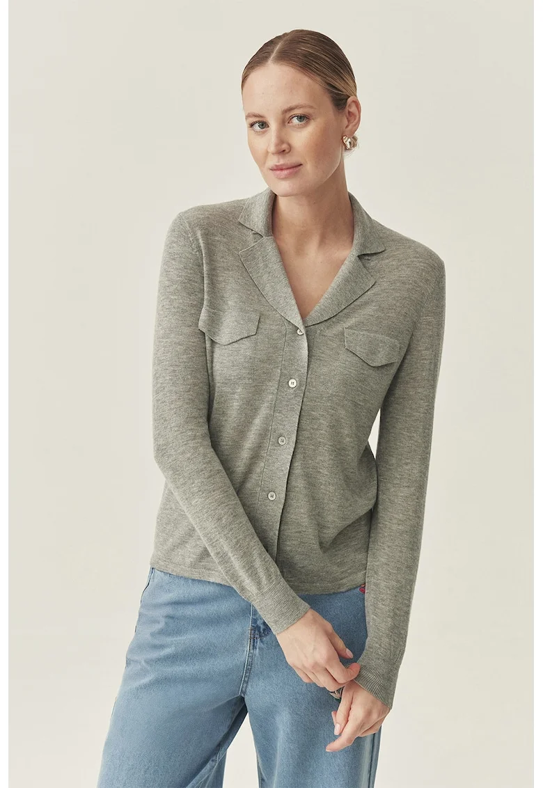 Cardigan din amestec de lana cu nasturi TATUUM x Adeline Wang, Gri deschis