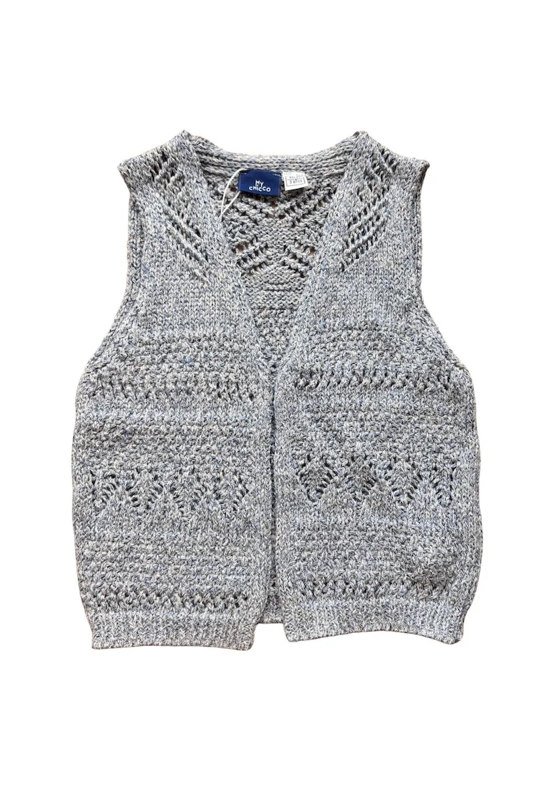Vesta baieti  melange gri, bumbac si poliester, stil casual