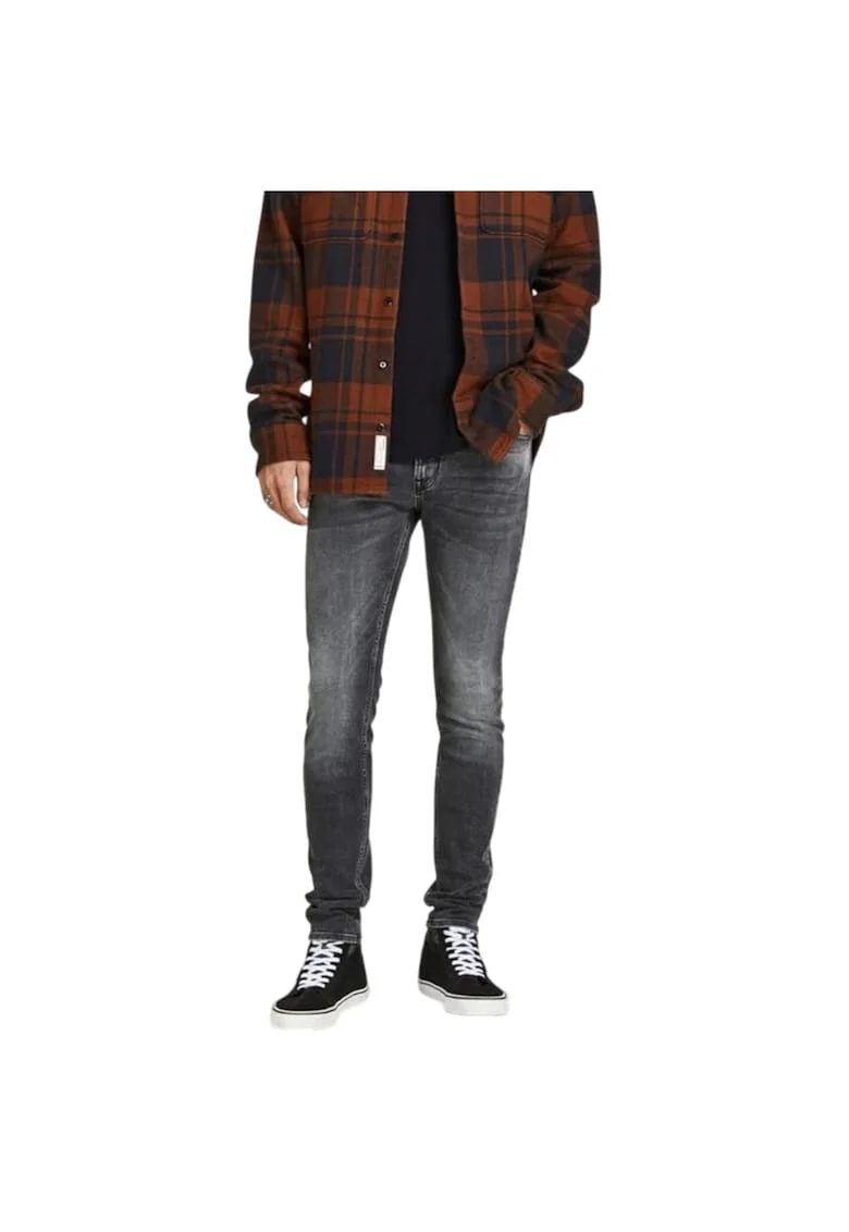 Pantaloni barbati, Jack&Jones, blugi clasici, gri, bumbac, poliester, elastan,