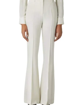 Pantaloni dama,  Lana/Viscoza, Ecru,