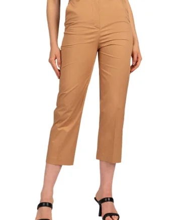 Pantaloni dama,  Bumbac/Elastan, Maro,