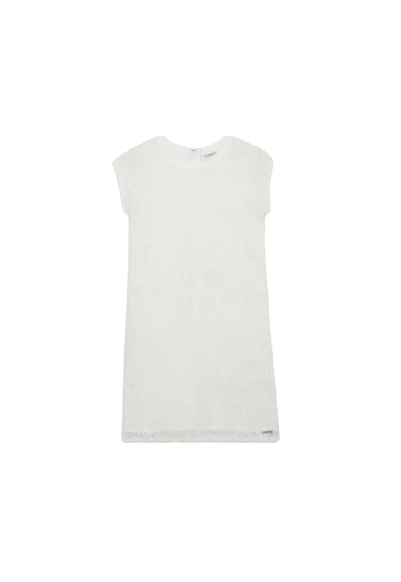Rochie pentru copii cu croiala dreapta,  poliester, alb, 128cm