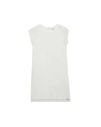 Rochie pentru copii cu croiala dreapta,  poliester, alb, 128cm