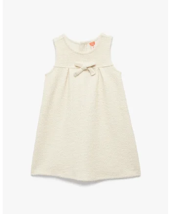 Rochie scurta cu decolteu rotund, Bej