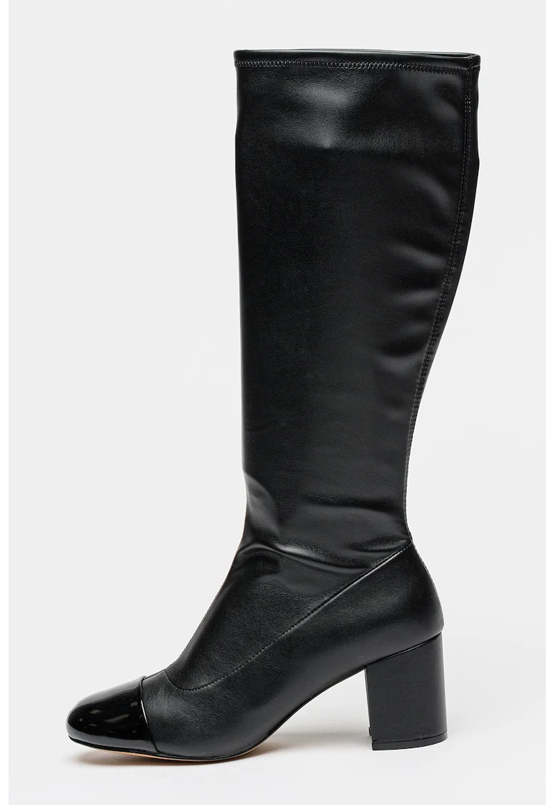 Cizme lungi pana la genunchi din piele ecologica cu fermoar Virnilisa 65, Negru