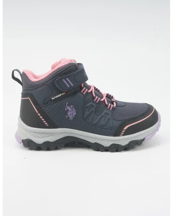 Ghete cu talpa demi-wedge si inchidere velcro, Lila/Roz pal/Bleumarin