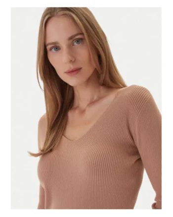 Pulover dama,  Bej, 63% viscoza, 37% poliamida,