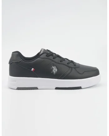 Pantofi sport din piele ecologica cu model monograma, Negru stins