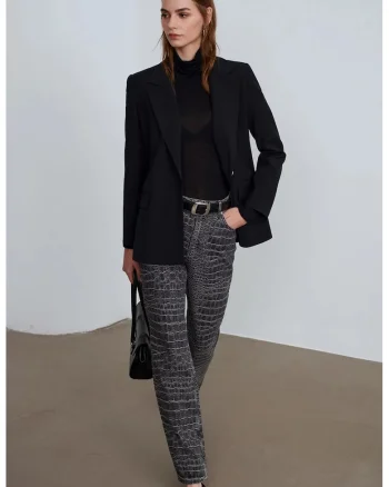 Blugi dama,  talie inalta, croiala dreapta, gri antracit, denim