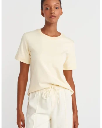 Tricou dama,  tricou din bumbac, maneca scurta, crem natural