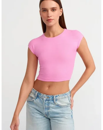 Tricou  Femei, slim fit, elastic, roz aprins, amestec bumbac-modal-elastan