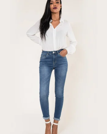 Blugi Dama Albastr spalat Slim  P078-1 M9 18401, Albastru