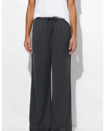 Pantaloni dama,  croiala larga, gri inchis, 50% modal, 44% poliester, 6% elastan