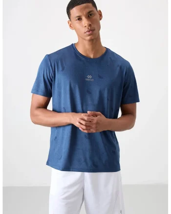 Tricou barbati,  Bird's Eye, Albastru Moroccan, poliester