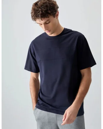 Tricou  supradimensionat, elastic, albastru marin, pentru barbati