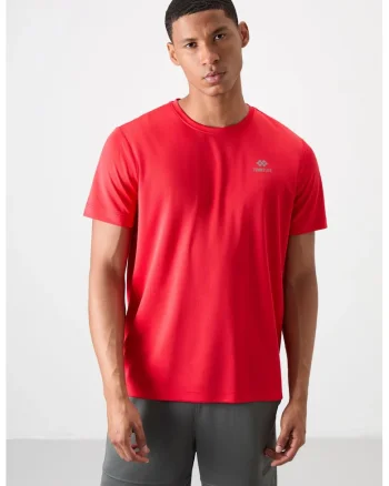 Tricou  rosu, imprimeu logo, elastic, 100% poliester