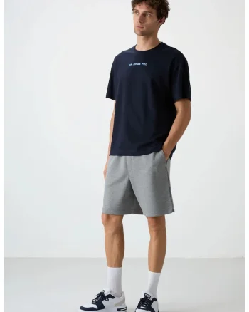 Pantaloni scurti, Barbati, Pantaloni scurti de trening TOMMY din bumbac-poliester pentru barbati, Gri,