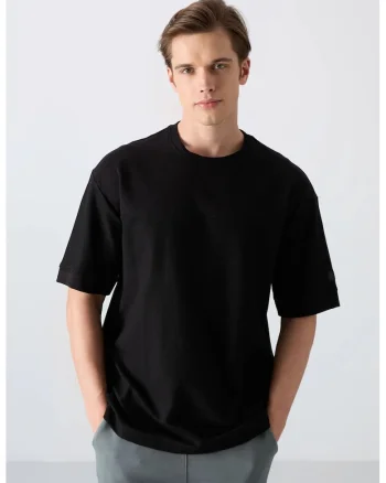 Tricou  barbati, oversized, negru, bumbac