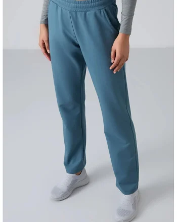 Pantaloni dama,  trening fleece, buzunar, Moroccan Blue, 77% bumbac