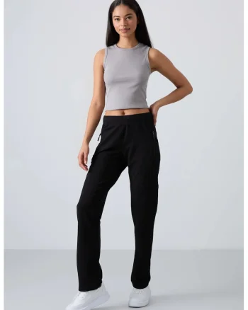 Pantaloni de trening,  fleece, negru, 77% bumbac