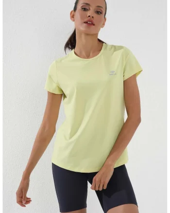 Tricou  galben lamaie, regular maneca scurta, poliester cu elastan, Galben lamaie