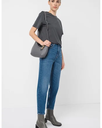 Blugi mom-fit cu talie inalta, Albastru inchis