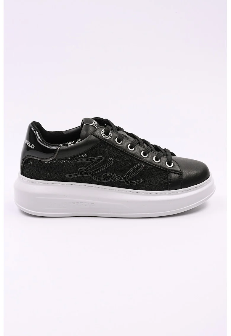 Pantofi sport de piele cu logo si segmente semitransparente Kapri, Negru