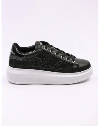 Pantofi sport de piele cu logo si segmente semitransparente Kapri, Negru