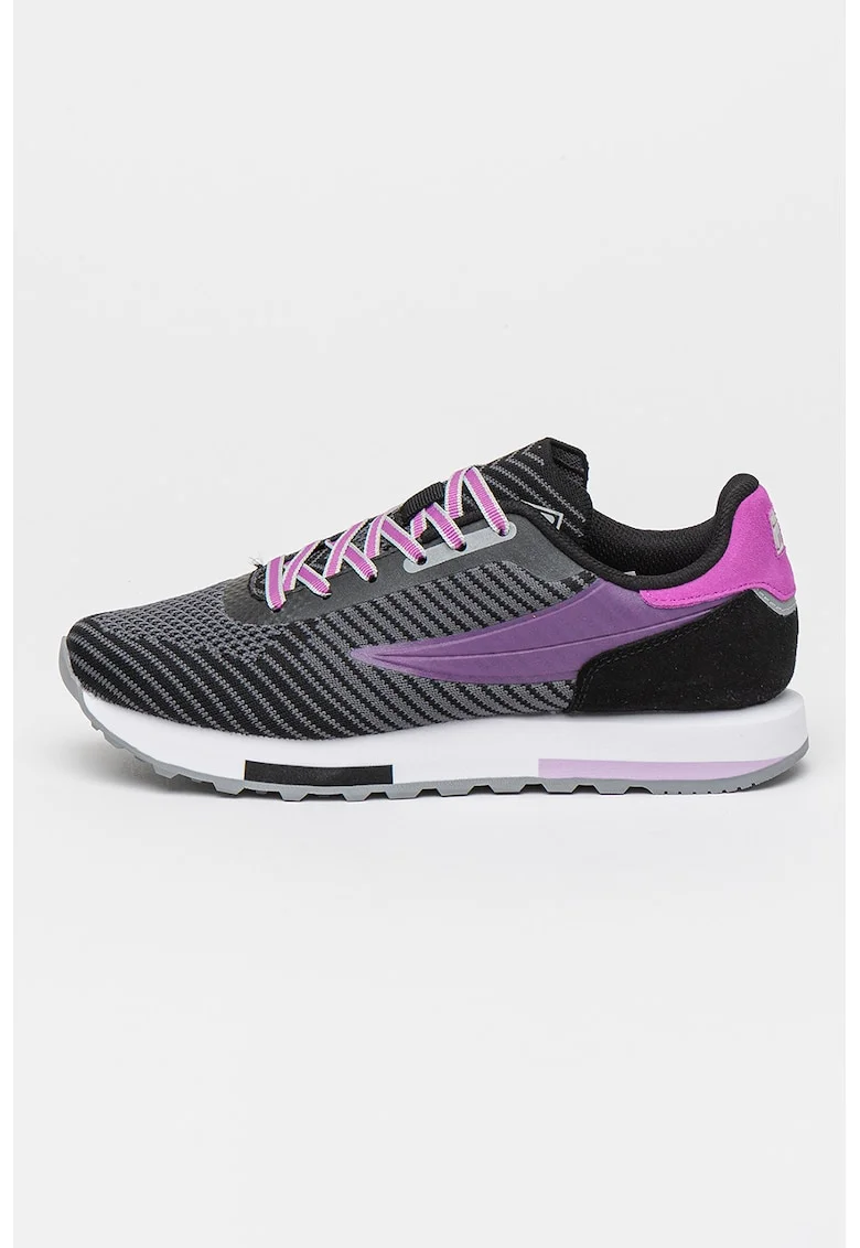 Pantofi sport cu insertii din piele intoarsa Retronique 22, Negru/Ametist/Gri inchis