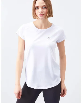 Tricou  maneca scurta, alb, regular fit, elastic, poliester-elastan