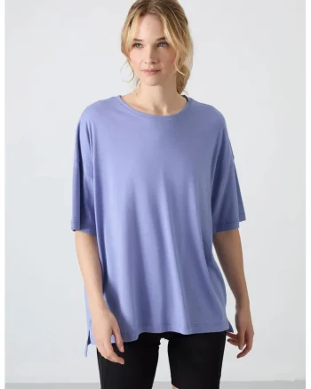 Tricou dama,  supradimensionat, bumbac-modal, Maya Blue