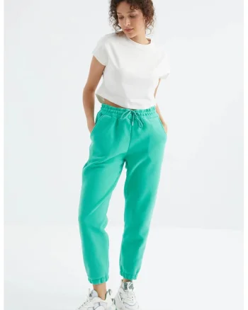 Pantaloni dama,  trening, buzunar, verde menta, poliester