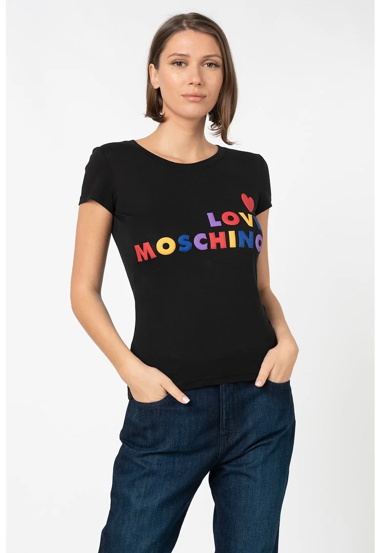 Tricou cu aplicatii logo cauciucate, Rosu/Negru/Albastru