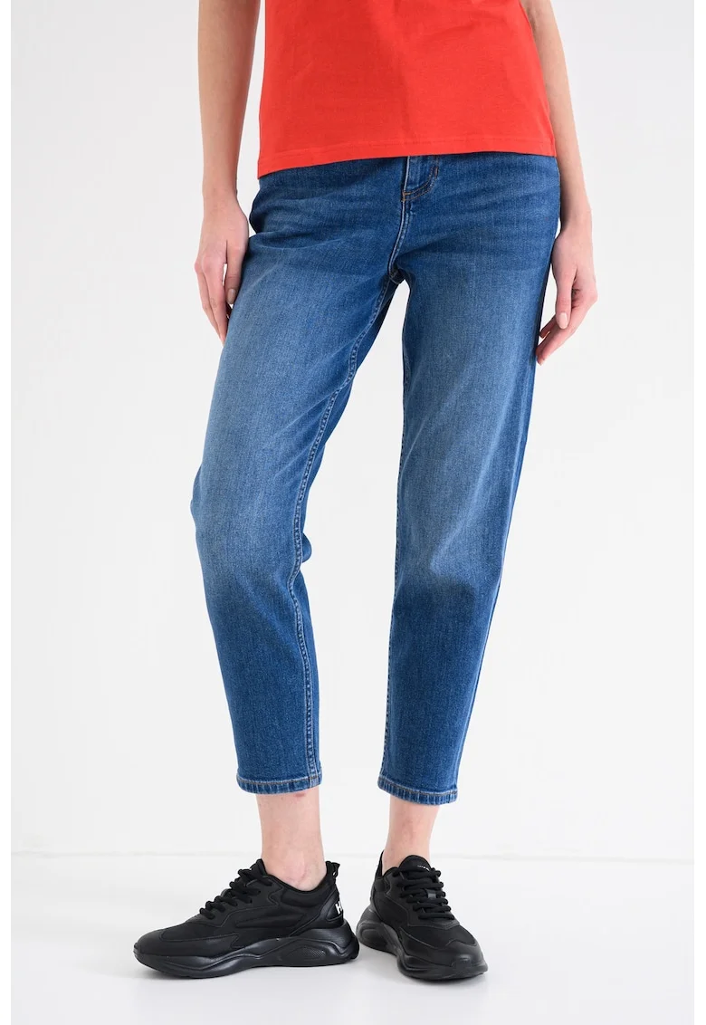 Blugi crop cu talie inalta Charlotte, Albastru royal