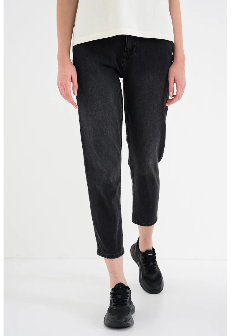 Blugi crop cu talie inalta Charlotte, Negru stins