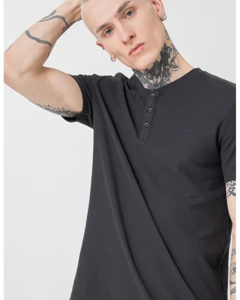 Tricou regular fit cu decolteu in V Austin, Negru